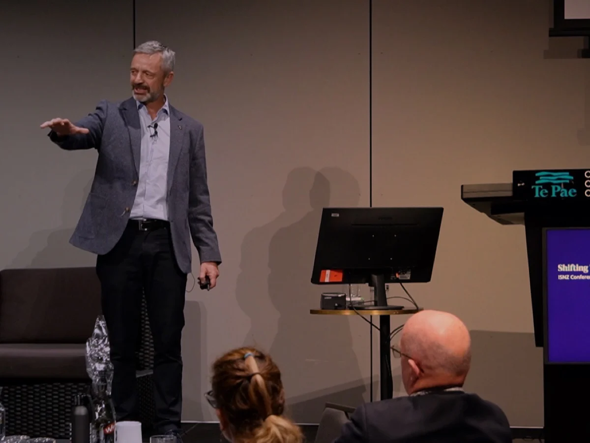 Vince Ford speaking at an Independent Schools of New Zealand event